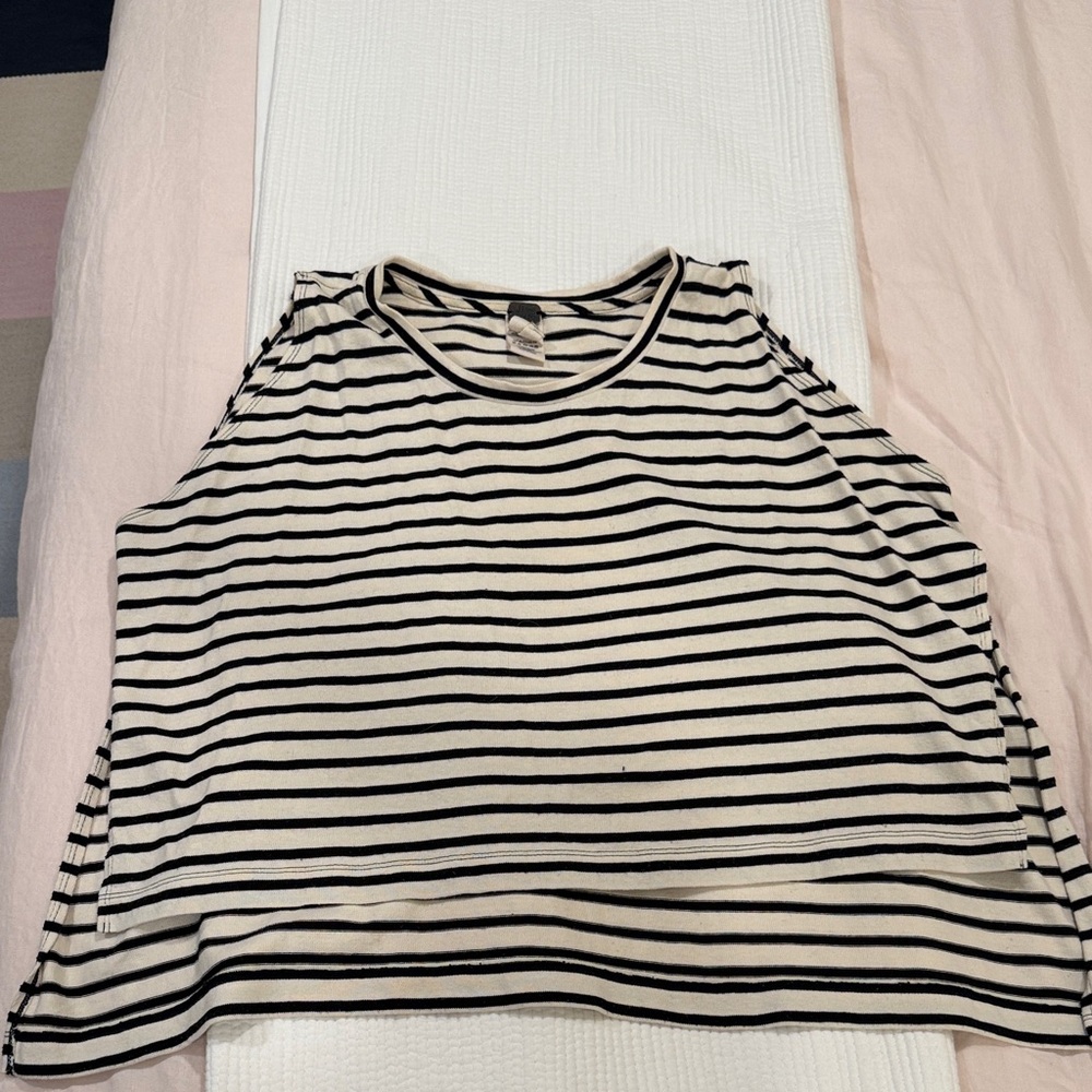Free People Split Hem Striped Sleeveless Tank Top